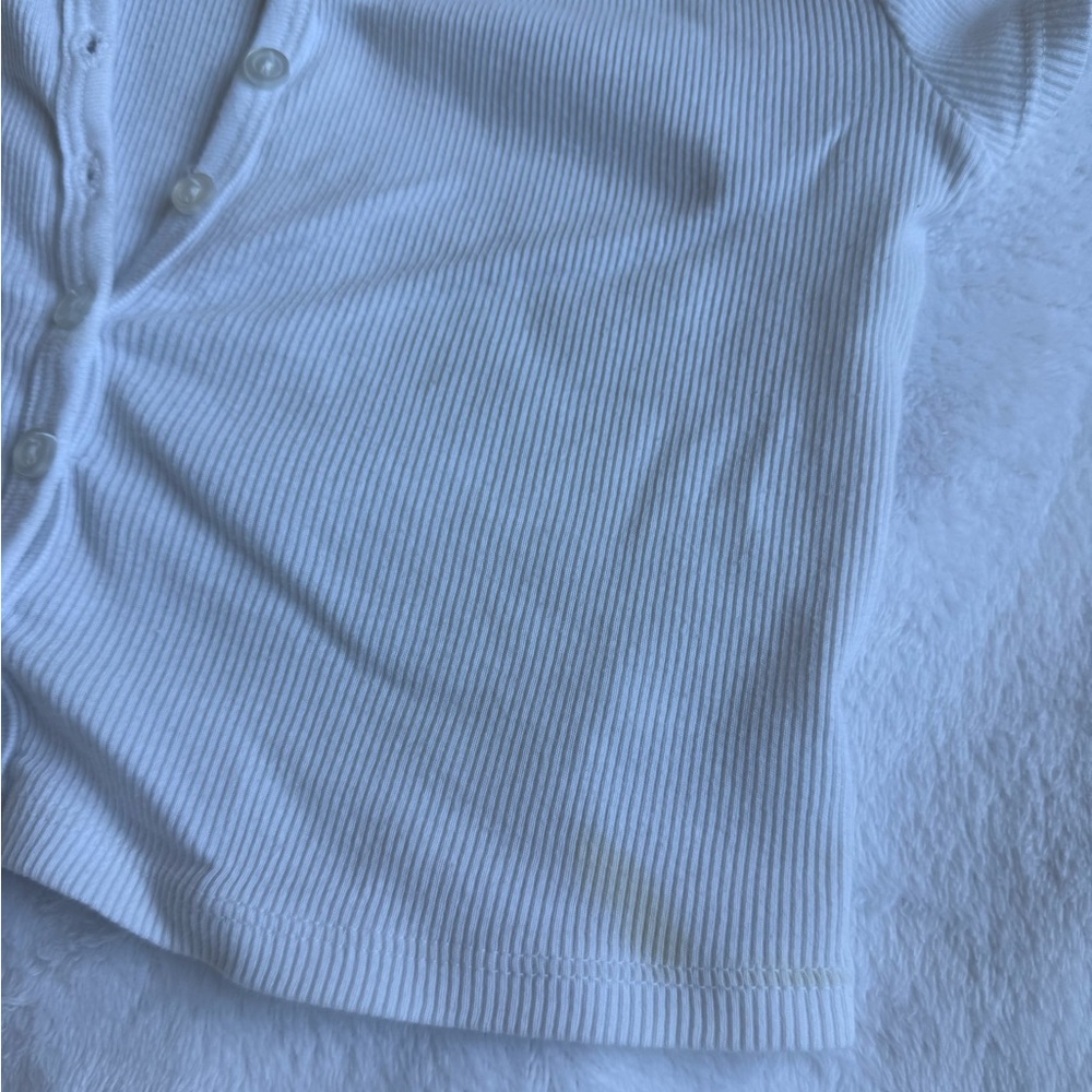 American Apparel White Ribbed Knit Top - Picture 2 of 4